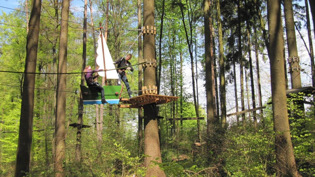 Climbing at the High Rope Park Kloten