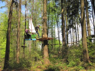 Climbing at the High Rope Park Kloten